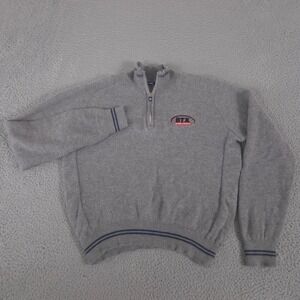 B. Draddy Sweater Mens L Grey 100% Royal Baby Alpaca Quarter Zip Preppy Casual